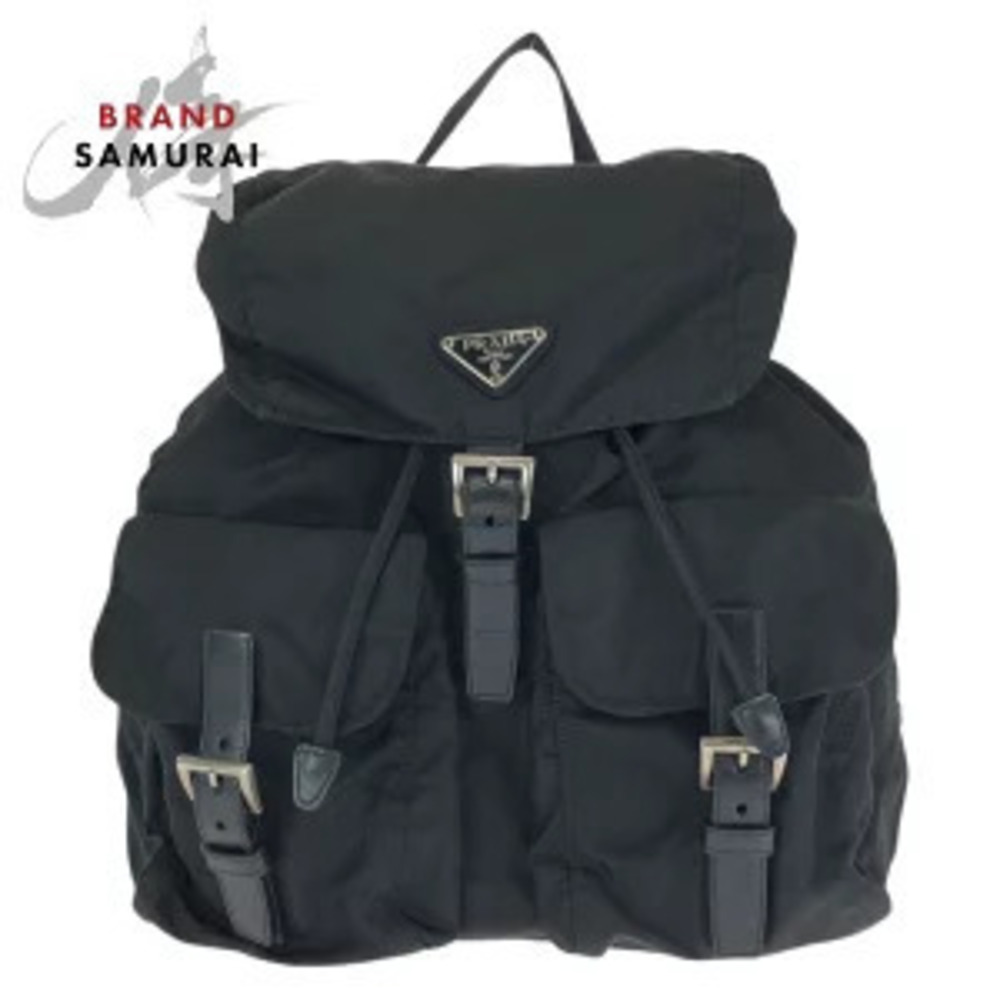 Prada Tessuto Triangle Plate Black Backpack